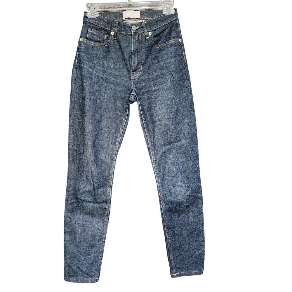Everlane Jeans Womens 25 Blue High Rise Skinny Ankle Stretch Denim Dark Wash